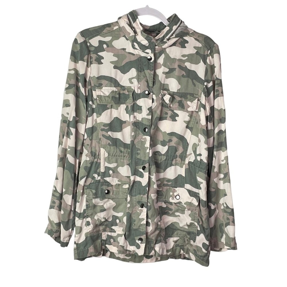 Dear John Camo Lightweight Green Anthropologie Zip Snap‎ Hood